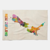 ニュージーランドの水彩画の地図 キッチンタオル (横)