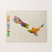 ニュージーランドの水彩画の地図 ジグソーパズル (横)