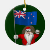 ニュージーランドの看板のあるサンタクロース セラミックオーナメント (正面)