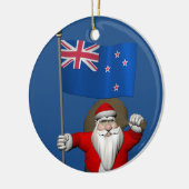 ニュージーランドの看板のあるサンタクロース セラミックオーナメント (左)