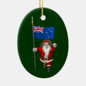 ニュージーランドの看板のあるサンタクロース セラミックオーナメント (裏面)