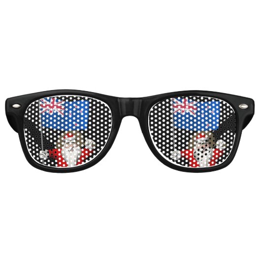 ニュージーランドの看板のあるサンタクロース レトロサングラス (正面)