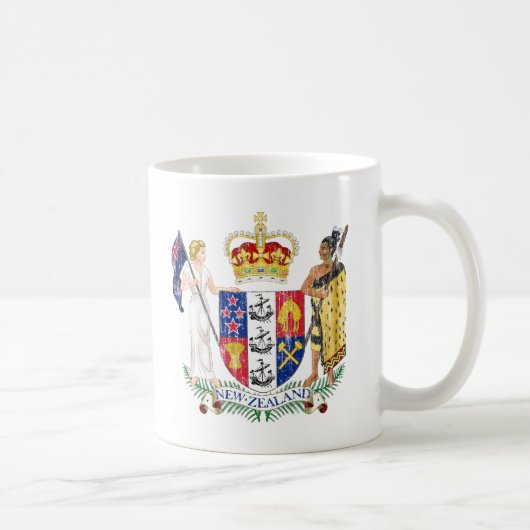 ニュージーランドの紋章付き外衣 コーヒーマグカップ (右)