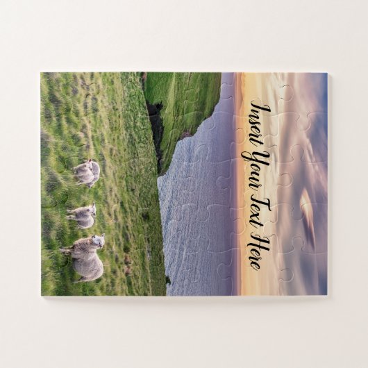 ニュージーランドの羊 |キリスト教会の風景 | NZ ジグソーパズル (横)