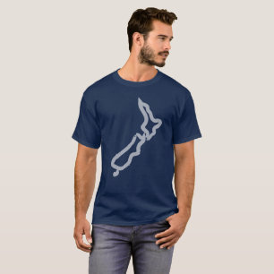 ニュージーランドの走り書きの輪郭のティー Tシャツ