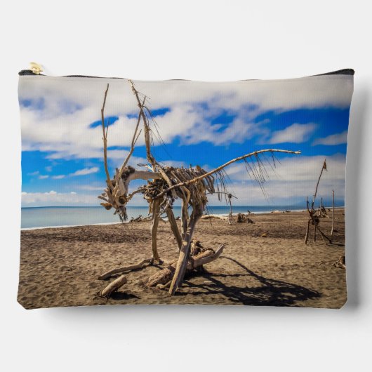 ニュージーランドのHokitikaビーチの流木アートワーク アクセサリーポーチ (正面)