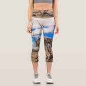 ニュージーランドのHokitikaビーチの流木アートワーク カプリレギンス (正面)