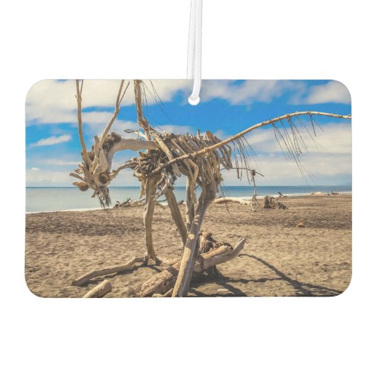 ニュージーランドのHokitikaビーチの流木アートワーク カーエアーフレッシュナー (裏面)