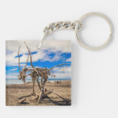 ニュージーランドのHokitikaビーチの流木アートワーク キーホルダー (裏面)