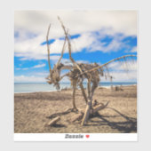 ニュージーランドのHokitikaビーチの流木アートワーク シール (シート)