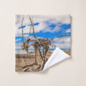 ニュージーランドのHokitikaビーチの流木アートワーク バスタオルセット (ウォッシュタオル)