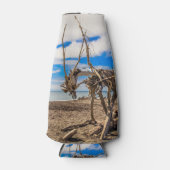 ニュージーランドのHokitikaビーチの流木アートワーク ボトルクーラー (正面)