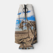 ニュージーランドのHokitikaビーチの流木アートワーク ボトルクーラー (裏面)