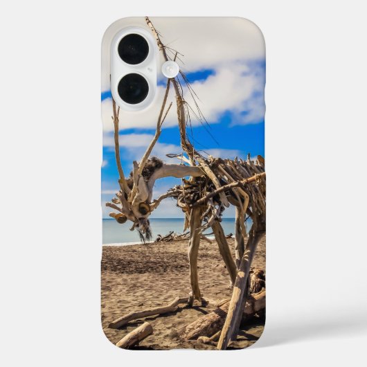 ニュージーランドのHokitikaビーチの流木アートワーク Case-Mate iPhoneケース (裏面)