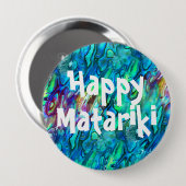 ニュージーランドアバロンパウアシェルパターン1ボタン 缶バッジ (正面&裏面)