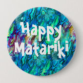 ニュージーランドアバロンパウアシェルパターン1ボタン 缶バッジ (正面)