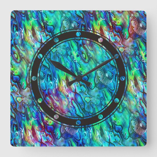 ニュージーランドアワロンパウアシェルパターン1 スクエア壁時計 (正面)