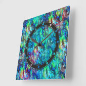 ニュージーランドアワロンパウアシェルパターン1 スクエア壁時計 (傾斜)