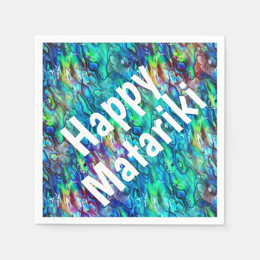 ニュージーランドアワロンパウアシェルパターン1 スタンダードカクテルナプキン (正面)