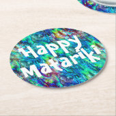 ニュージーランドアワロンパウアシェルパターン1 ラウンドペーパーコースター (アングル)