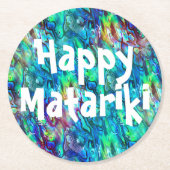 ニュージーランドアワロンパウアシェルパターン1 ラウンドペーパーコースター (正面)