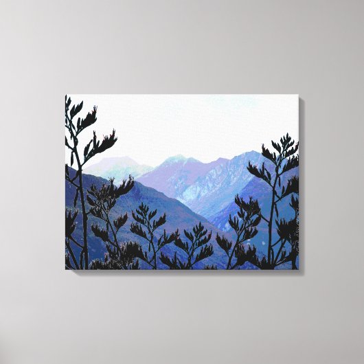 ニュージーランドアーポップ・アートのトの山とフレア キャンバスプリント (正面)