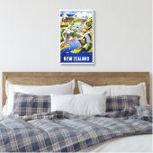 ニュージーランドウェリントンヴィンテージ旅行ポスター キャンバスプリント (インサイチュ (寝室))