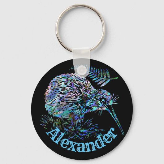 ニュージーランドキウイとファーンパウア キーホルダー (正面)