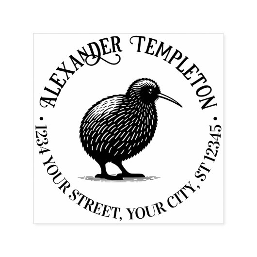 ニュージーランドキウイバードネーム差出人住所 セルフインキングスタンプ (デザイン)