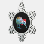 ニュージーランドクリスマスキウイシンプルPAUA スノーフレークピューターオーナメント (右)