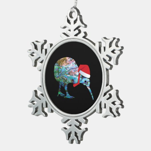 ニュージーランドクリスマスキウイシンプルPAUA スノーフレークピューターオーナメント (右)