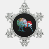 ニュージーランドクリスマスキウイシンプルPAUA スノーフレークピューターオーナメント (正面)