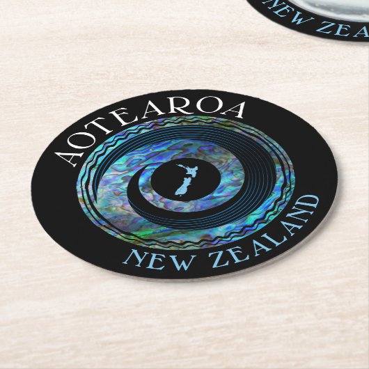 ニュージーランドコルーマップポーア ラウンドペーパーコースター (アングル)