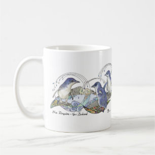 ニュージーランドスーベニアブルーペンギンスケッチ コーヒーマグカップ