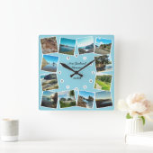 ニュージーランドトラベル12カスタムフォトコラージュ スクエア壁時計 (ホーム)