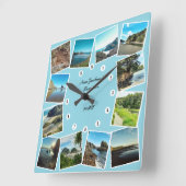 ニュージーランドトラベル12カスタムフォトコラージュ スクエア壁時計 (傾斜)