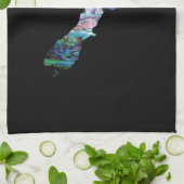 ニュージーランドパウアの地図 キッチンタオル (折り畳み)