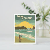 ニュージーランドビーチヴィンテージ有名なトラベルプレイス ポストカード (スタンド正面)
