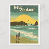 ニュージーランドビーチヴィンテージ有名なトラベルプレイス ポストカード (正面)