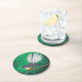 ニュージーランドファンテールバード(piwakawaka) - Coaster ラウンドペーパーコースター (インサイチュ)