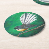 ニュージーランドファンテールバード(piwakawaka) - Coaster ラウンドペーパーコースター (アングル)