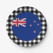 ニュージーランドプレート、バッファロー・プレイド、ニュージーランド国旗 ペーパープレート (正面)