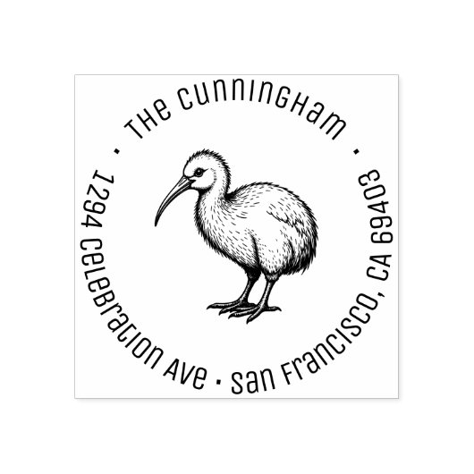 ニュージーランドベビーキウイファミリーネーム差出人住所 ラバースタンプ (インプリント)