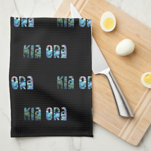 ニュージーランドポーアキアオラグリーティングティータオル キッチンタオル (四つ折り)