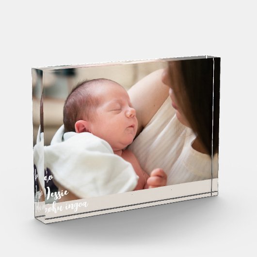 ニュージーランドマオリ語ベビーパーソナライズされた写真 フォトブロック (左)