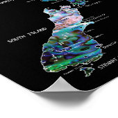 ニュージーランドマップ（詳細ポーア） ポスター (角)