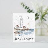 ニュージーランドライトハウスウォーターカラートラベル ポストカード (スタンド正面)