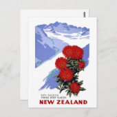 ニュージーランドラタブロッサムヴィンテージ旅行ポスター ポストカード (正面/裏面)