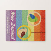 ニュージーランドヴィンテージレインボー旅行ポスター ジグソーパズル (横)