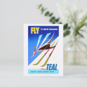 ニュージーランドヴィンテージ旅行ポスターへ飛ぶ ポストカード (スタンド正面)